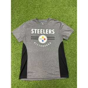 NFL Team Apparel Pittsburgh Steelers Mens Large Gray Black Performance T-Shirt